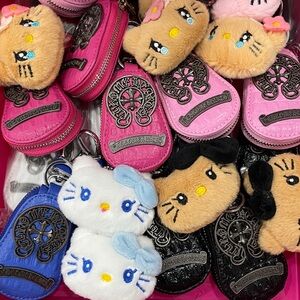 Chrome Hearts Pink, White, and Black Key Holders/ Coin Purse